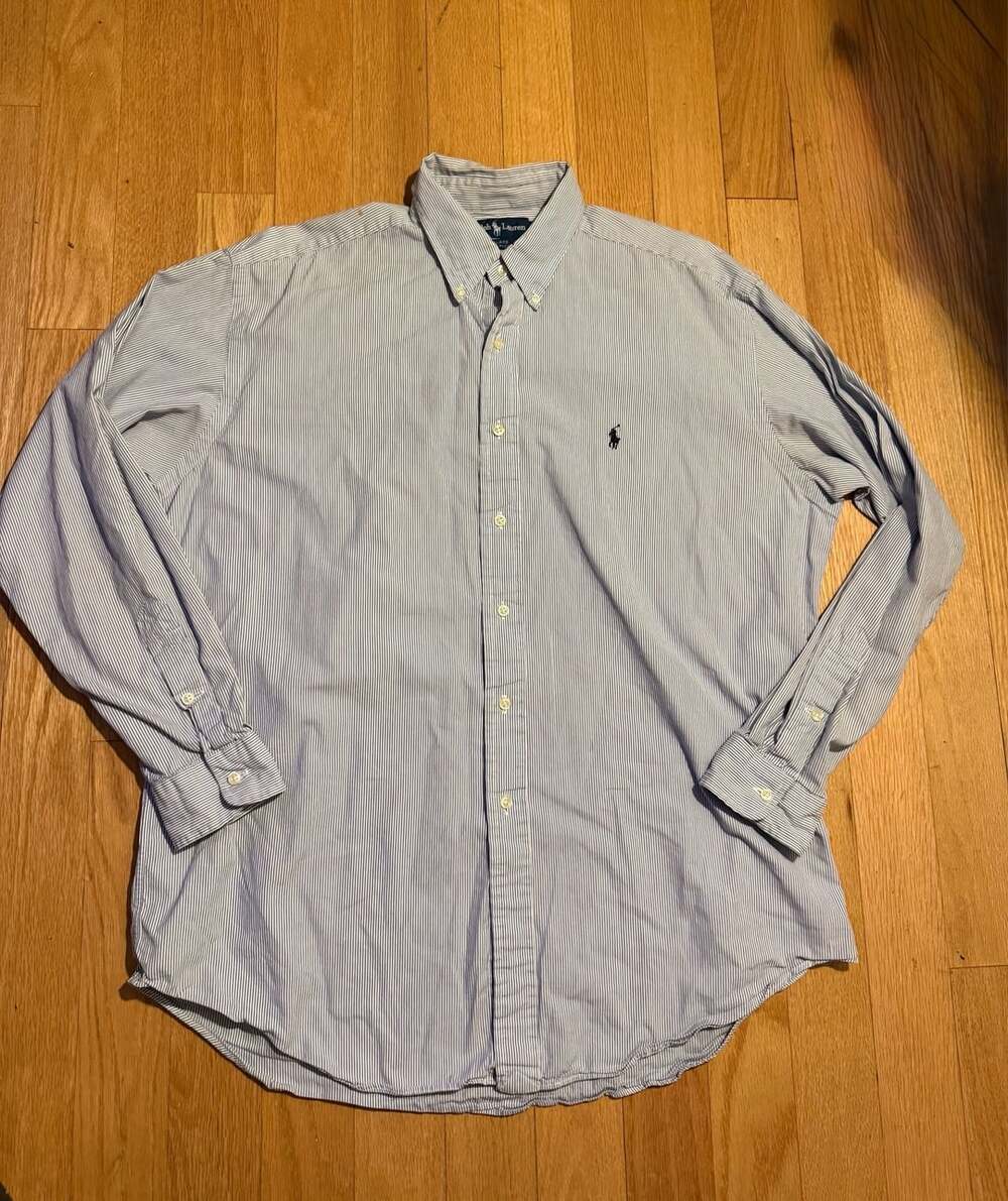Polo Ralph Lauren Blake Blue Stripe Long Sleeve Button Down Shirt Size L